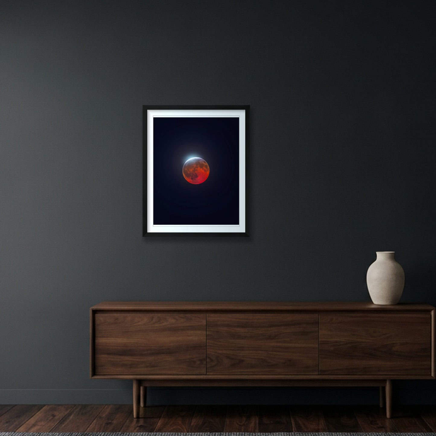 By the Crimson Moonlight — 16×20" Black Frame
